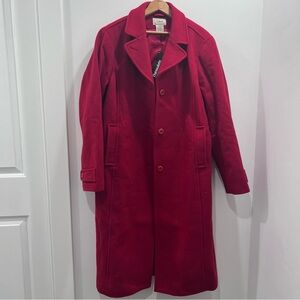 NWT L.L. Bean Wool Red Long Lined Thinsulate Coat